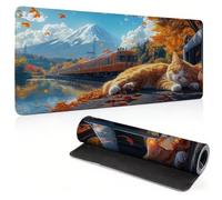 Tapis de Souris Gaming 1200 x 600 mm, paysage chat Sous Main Bureau 0c0-484 | Optimisé Capteur, Haute Précision et Vitesse avec Bords Cousus, Base en Caoutchouc Antidérapante pour Bureau, Études, Gaming