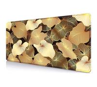 Tapis de Souris Gaming 1200x600x2mm,XXL Gamer Mouse Pad,Surface spéciale améliore la Vitesse et la précision,Base en Caoutchouc Antidérapant Surface Mouse Pad - Feuilles d'or