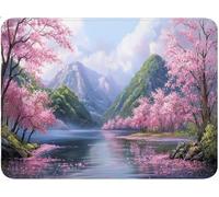 Tapis de Souris Gaming 150x300x3mm, Montagne Petit Tapis de Souris, Amélioration la Précision, Accessoire Bureau avec Bords Cousus, Accessoire Gaming pour Clavier Arbre de Fleurs de Cerisier qw-390