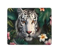 Tapis de Souris Gaming - 180 x 220 mm - Petit Mouse PadJungle Tigre Blanc - Surface Spéciale Améliore la Vitesse et la Précision - Base en Caoutchouc Antidérapant Surface - Portable et Lavable j-161