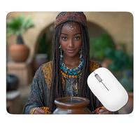 Tapis de Souris Gaming 220 x 180 x 3 mm, Afrique Tapis Souris, Q-2423 | Mouse Pad avec Bords Cousus, Fille Sous Main Bureau avec Base en Caoutchouc Antidérapant, pour Travail, Jeux, Bureau