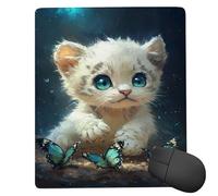 Tapis de Souris Gaming - 260 x 210 mm - Petit Mouse Pad Le Tigre Papillon - Surface Spéciale Améliore la Vitesse et la Précision - Base en Caoutchouc Antidérapant Surface - Portable et Lavable j-346