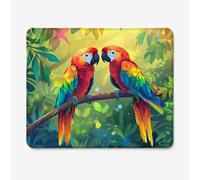 Tapis de Souris Gaming 260x210mm, Tapis de Souris PC Imperméable Design Forêt/Perroquet, Glisse Fluide, Base Antidérapante, Accessoire Bureau, Travail, Jeu Mouse Pad, Cadeau W-O4669