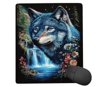 Tapis de Souris Gaming - 300 x 250 mm - Petit Mouse Pad Le loup des cascades - Surface Spéciale Améliore la Vitesse et la Précision - Base en Caoutchouc Antidérapant Surface - Portable et Lavable j666