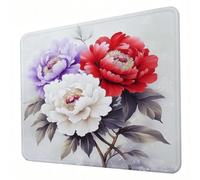 Tapis de Souris Gaming 300 x 250 x 3mm, Tapis de Souris Blanc, Optimisé pour Les capteurs, Friction modérée, Bords Cousus et Base en Caoutchouc Antidérapante, Accessoires de Jeu Mac et PC, fleur J0-11