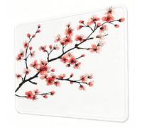 Tapis de Souris Gaming 300 x 250 x 3mm, Tapis de Souris Blanc, Optimisé pour Les capteurs, Friction modérée, Bords Cousus et Base en Caoutchouc Antidérapante, Jeu Mac et PC, Fleurs de pêcher J0-59