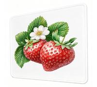Tapis de Souris Gaming 300 x 250 x 3mm, Tapis de Souris Blanc, Optimisé pour Les capteurs, Friction modérée, Bords Cousus et Base en Caoutchouc Antidérapante, Accessoires Jeu Mac et PC, Fraise J0-35