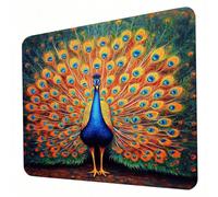 Tapis de Souris Gaming 300 x 250 x 3mm, Tapis de Souris Couleur, Optimisé pour Les capteurs, Friction modérée, Bords Cousus et Base en Caoutchouc Antidérapante, Accessoires Jeu Mac et PC, Paon J0-87