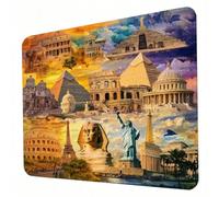 Tapis de Souris Gaming 300 x 250 x 3mm, Tapis de Souris Egypte, Optimisé pour Les capteurs, Friction modérée, Bords Cousus et Base en Caoutchouc Antidérapante, Accessoires Mac et PC, architecture J0-1