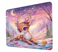 Tapis de Souris Gaming 300 x 250 x 3mm, Tapis de Souris Violet, Optimisé pour Les capteurs, Friction modérée, Bords Cousus et Base en Caoutchouc Antidérapante, Accessoires Jeu Mac et PC, cerf J0-995