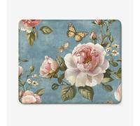 Tapis de Souris Gaming 300x250mm, Tapis de Souris PC Imperméable Design Pivoine/Papillon, Glisse Fluide, Base Antidérapante, Accessoire Bureau, Travail, Jeu Mouse Pad, Cadeau W-O1580