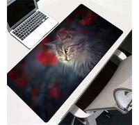 Tapis de Souris Gaming 300x600x2mm,XXL Gamer Mouse Pad,Surface spéciale améliore la Vitesse et la précision,Base en Caoutchouc Antidérapant Surface Mouse Pad - Chat Rose Mignon