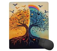 Tapis de Souris Gaming - 340 x 280 mm - Petit Mouse Pad l'arbre Arc - en - Ciel - Surface Spéciale Améliore la Vitesse et la Précision - Base en Caoutchouc Antidérapant Surface - Portable j-50