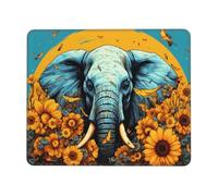 Tapis de Souris Gaming - 340 x 280 mm - Petit Mouse PadTournesol éléphant - Surface Spéciale Améliore la Vitesse et la Précision - Base en Caoutchouc Antidérapant Surface - Portable et Lavable j-919