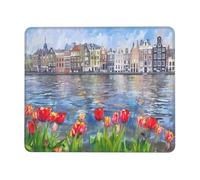 Tapis de Souris Gaming - 340 x 280 mm - Petit Mouse PadVilles paysages - Surface Spéciale Améliore la Vitesse et la Précision - Base en Caoutchouc Antidérapant Surface - Portable et Lavable j-115
