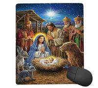 Tapis de Souris Gaming - 360 x 300 mm - Petit Mouse Pad Naissance de Jésus - Surface Spéciale Améliore la Vitesse et la Précision - Base en Caoutchouc Antidérapant Surface - Portable et Lavable j-923