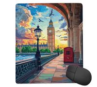 Tapis de Souris Gaming - 360 x 300 mm - Petit Mouse Pad Vue sur la Rue Big Ben - Surface Spéciale Améliore la Vitesse et la Précision - Base en Caoutchouc Antidérapant Surface - Portable j-469