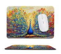 Tapis de Souris Gaming - 400 x 300 mm - Petit Mouse Pad Le Paon - Surface Spéciale Améliore la Vitesse et la Précision - Base en Caoutchouc Antidérapant Surface - Portable et Lavable - Cadeaux j-514