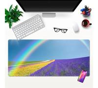 Tapis de Souris Gaming 400x600x2mm,XXL Gamer Mouse Pad,Surface spéciale améliore la Vitesse et la précision,Base en Caoutchouc Antidérapant Surface Mouse Pad - Violet Lavande Arc-en-Ciel