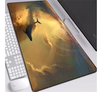 Tapis de Souris Gaming 400x900x2mm,XXL Gamer Mouse Pad,Surface spéciale améliore la Vitesse et la précision,Base en Caoutchouc Antidérapant Surface Mouse Pad - Baleine céleste