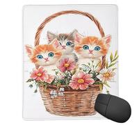 Tapis de Souris Gaming - 420 x 350 mm - Petit Mouse Pad Panier de Fleurs Pussycat - Surface Spéciale Améliore la Vitesse et la Précision - Base en Caoutchouc Antidérapant Surface - Portable j-425