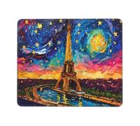 Tapis de Souris Gaming - 420 x 350 mm - Petit Mouse PadCiel étoilé Tour de Fer - Améliore la Vitesse et la Précision - Base en Caoutchouc Antidérapant Surface - Portable et Lavable j-953