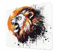 Tapis de Souris Gaming 420 x 350 x 3mm, Tapis de Souris Blanc, Optimisé pour Les capteurs, Friction modérée, Bords Cousus et Base en Caoutchouc Antidérapante, Accessoires de Jeu Mac et PC, Lion J0-57