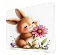 Tapis de Souris Gaming 420 x 350 x 3mm, Tapis de Souris Blanc, Optimisé pour Les capteurs, Friction modérée, Bords Cousus et Base en Caoutchouc Antidérapante, Accessoires de Jeu Mac et PC, lapin J0-61