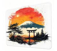 Tapis de Souris Gaming 420 x 350 x 3mm, Tapis de Souris Blanc, Optimisé pour Les capteurs, Friction modérée, Bords Cousus et Base en Caoutchouc Antidérapante, Accessoires Jeu Mac et PC, Mont Fuji J0-5