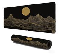 Tapis de Souris Gaming 500x250, Mousepad de Bureau pour Jeux, Base en Caoutchouc Tapis Antidérapant avec Bords Cousus, Décoration pour Domicile Travail Clavier Ordinateur Portable Lune Montagne S-478
