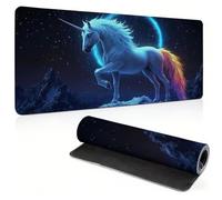 Tapis de Souris Gaming 600 x 400 mm, noir licorne Sous Main Bureau, 0c0-313 | Optimisé Capteur, Haute Précision et Vitesse avec Bords Cousus, Base en Caoutchouc Antidérapante pour Bureau, Études, Gaming