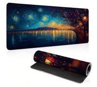 Tapis de Souris Gaming 700x350mm, Ciel étoilé lac Sous Main Bureau 0c0-730 | Optimisé Capteur, Haute Précision et Vitesse avec Bords Cousus, Base en Caoutchouc Antidérapante pour Bureau, Études, Gaming