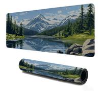 Tapis de Souris Gaming 700x400, Mousepad de Bureau pour Jeux, Base en Caoutchouc Tapis Antidérapant avec Bords Cousus, Décoration pour Domicile Travail Clavier Ordinateur Portable Montagne Lacs S-392