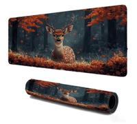 Tapis de Souris Gaming 800x300, Mousepad de Bureau pour Jeux, Base en Caoutchouc Tapis Antidérapant avec Bords Cousus, pour Domicile Travail Clavier Ordinateur Portable (Sika Cerf Automne) S-354