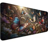 Tapis De Souris Gaming 800x300x3mm Grand Tapis De Souris Papillon C-7WE9C | Base antidérapante Haute Précision et Vitesse Avec Bords Cousus pour Accessoire Burea, Cadeau Homme