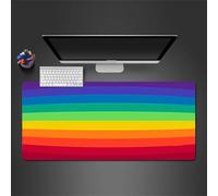 Tapis de Souris Gaming 800x300x3mm,XXL Gamer Mouse Pad,Surface spéciale améliore la Vitesse et la précision,Base en Caoutchouc Antidérapant Surface Mouse Pad - Rayure Arc-en-Ciel
