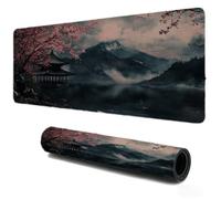 Tapis de Souris Gaming 800x400, Mousepad de Bureau pour Jeux, Base en Caoutchouc Tapis Antidérapant avec Bords Cousus, Décoration pour Domicile Travail Clavier Ordinateur Portable Montagne Pagode S400