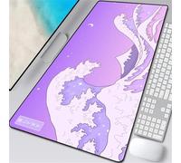 Tapis de Souris Gaming 800x400x3mm,XXL Gamer Mouse Pad,Surface spéciale améliore la Vitesse et la précision,Base en Caoutchouc Antidérapant Surface Mouse Pad - Paysage de Vagues Violettes