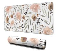 Tapis de souris gaming à fleurs marron, 90 x 40 cm, imperméable et antidérapant