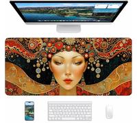 Tapis de Souris Gaming Abstrait, Tapis de Souris XXL 800x400x3mm, Tapis de Bureau avec Bords Cousus, Mouse Pad Améliorer Précision et Vitesse, Accessoire Bureau et Gaming Accessoire, Reine V-5368