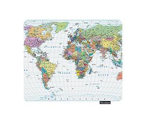 Tapis de souris gaming avec carte du monde colorée, frontières des pays, routes et villes, isolé, antidérapant, en caoutchouc, pour ordinateurs, portables, bureau, maison, rectangulaire, 24 cm x 20