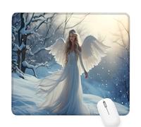 Tapis de Souris Gaming Blanc, Ange Petit Tapis Souris 360x300x3mm, Petit Mouse Pad à Bords Cousus, avec sous Main Bureau Étanche Antidérapante, Accessoire Bureau, pour Maison/Travail/Gamer D-444