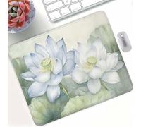 Tapis de Souris Gaming Blanc Lotus Conception Motifs, Petit Tapis de Bureau, Surface Lisse, Compact et Lavable, Migliorare la Precisione e la Velocità, pour Ordinateur Bureau Maison 29x24 cm d0d-339