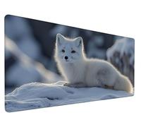 Tapis de Souris Gaming Blanc Tapis de Souris XXL 31.5x15.7x0.12 inch Renard Gaming Mousepad Extended Tapis de Bureau avec Imperméable Antidérapante et Bords Cousus pour PC, Ordinateur, Model 194