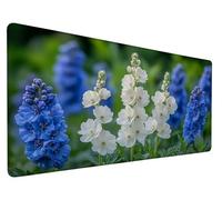 Tapis de Souris Gaming Blanc Tapis de Souris XXL 39.3x19.6x0.12 Inch Fleur Gaming Mousepad Extended Tapis de Bureau avec Imperméable Antidérapante et Bords Cousus pour PC, Ordinateur, Maison, Model 38