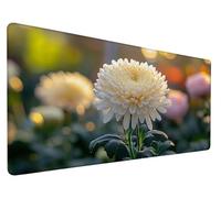 Tapis de Souris Gaming Blanc Tapis de Souris XXL 47.2x15.7x0.12 Inch Fleur Gaming Mousepad Extended Tapis de Bureau avec Imperméable Antidérapante et Bords Cousus pour PC, Ordinateur, Maison, Model 80