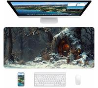 Tapis de Souris Gaming Blanc, Tapis de Souris XXL 900x400x3mm, Tapis de Bureau avec Bords Cousus, Mouse Pad Améliorer Précision et Vitesse, Accessoire Bureau, Cadeau Femme, ScèNe De Neige C-2456