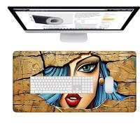 Tapis de Souris Gaming Bleu, Grand Tapis de Souris XXL 1200 x 600 x 3 mm, Dessin Animé Mouse Pad pour Clavier et Bureau, avec Bords Surpiqués et Dos Antidérapant Mousepad for Gamer Gaming Bureau N-K