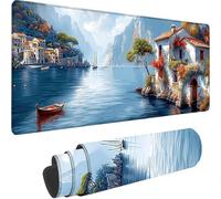 Tapis de Souris Gaming Bleu, Grand Tapis de Souris XXL 600 x 400 x 3 mm, Lac Mouse Pad pour Clavier et Bureau, avec Bords Surpiqués et dos Antidérapant Mousepad for Gamer Gaming Accessoire, Cadeau 4-J