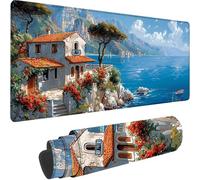 Tapis de Souris Gaming Bleu, Grand Tapis de Souris XXL 900 x 400 x 3 mm, Océan Mouse Pad pour Clavier et Bureau, avec Bords Surpiqués et Dos Antidérapant Mousepad for Gamer Bureau Decor, Cadeau 3-D